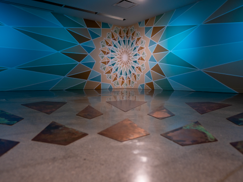 Mandala Wall Mural and Copper Floor Mandala